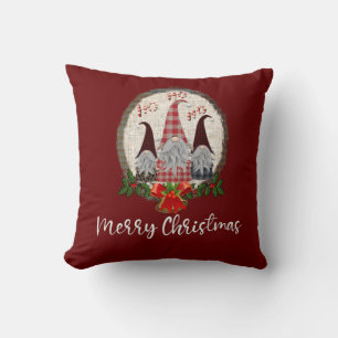 Coussin Gnomes de Noël Rustiques, à Carreaux, Tendances 