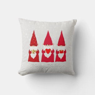 Coussin Gnomes de Noël sur gris argent clair