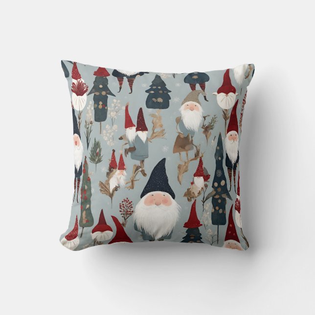 Coussin Gnomes lunaires et arbres de Noël (Recto)