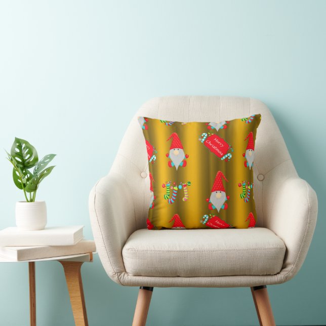Coussin Gnomes mignons pour l'or de Noël (Chaise)