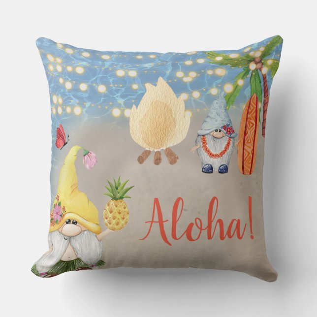 Coussin Gnomes Tropical sur la Beach Luau Party (Recto)