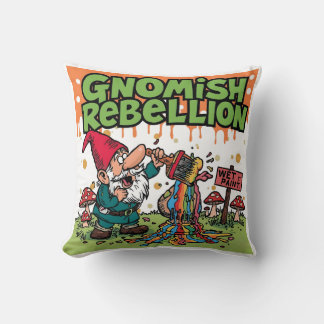 Coussin "Gnomish Rebellion" Funny Mischievous Garden Gnome