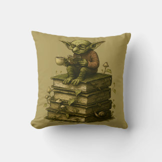 Coussin Goblincore Bookworm Mushroom Fantasy