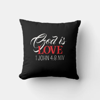 Coussin God is Love Black and Red Bible Verses Faith Name