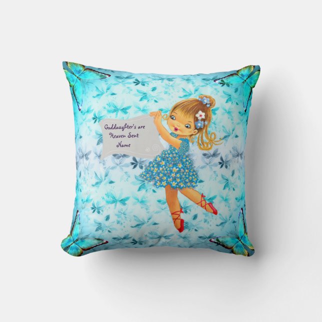 Coussin Godgirl Cadeau Baptême Communion Fée d'anniversair (Recto)