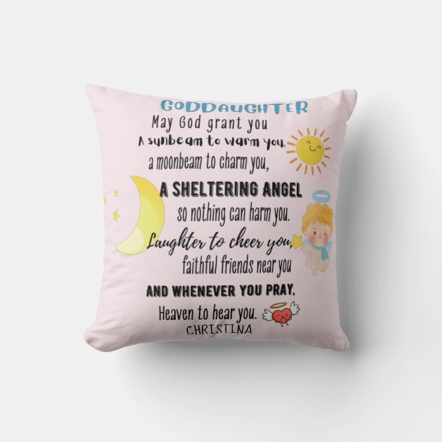 Coussin Godgirl Cadeau Motivation Encouragement NOMMÉ (Recto)