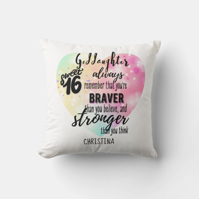 Coussin Godgirl Cadeau Motivation Encouragement NOMMÉ (Recto)