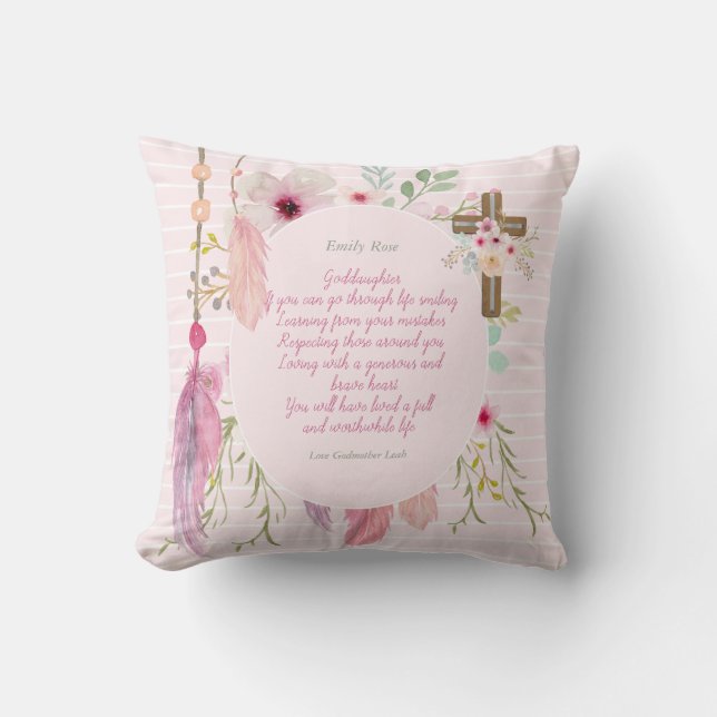 Coussin Godgirl Cadeau Motivation Encouragement NOMMÉ (Recto)