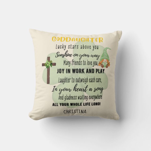 Coussin Godgirl Cadeau Motivation Encouragement NOMMÉ (Recto)