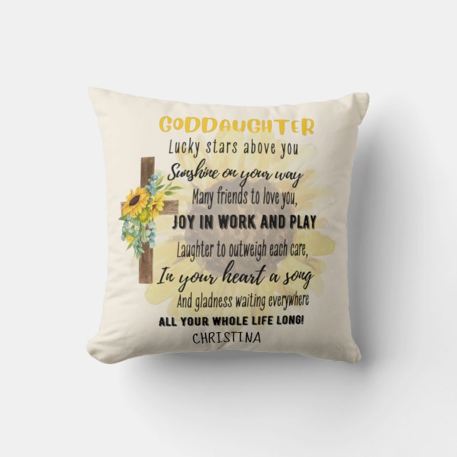 Coussin Godgirl Cadeau Motivation Encouragement NOMMÉ (Recto)
