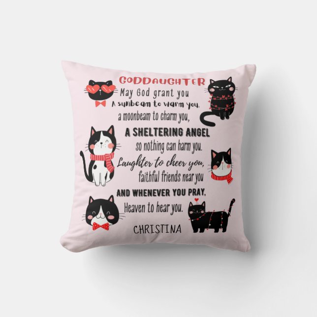 Coussin Godgirl Cadeau Motivation Encouragement NOMMÉ (Recto)