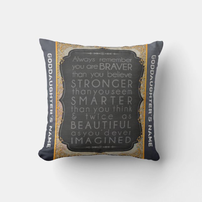 Coussin Godgirl Cadeau Motivationnel Mots Personnalisés (Recto)