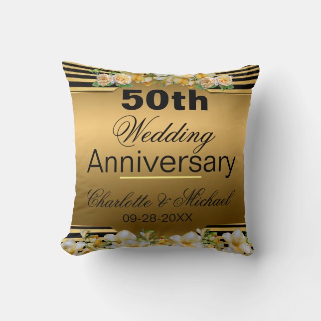 Coussin Gold 50th Wedding Anniversary (Recto)