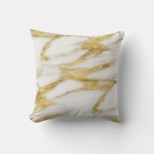 Coussin Gold Abstrait et Motif Marbre blanc (Recto)