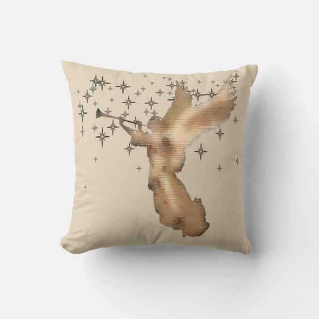 Coussin Gold Angel & Stars Art de Noël (Recto)