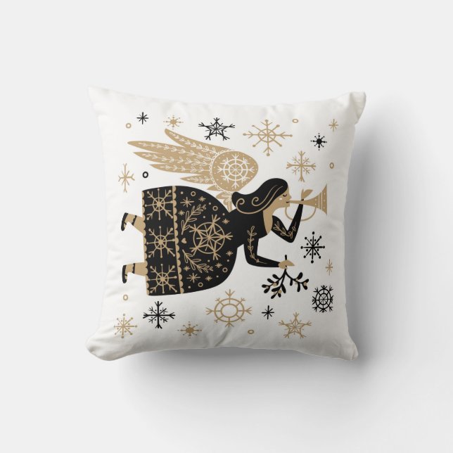 Coussin Gold Angel Stars Noël Carol Folkart (Recto)
