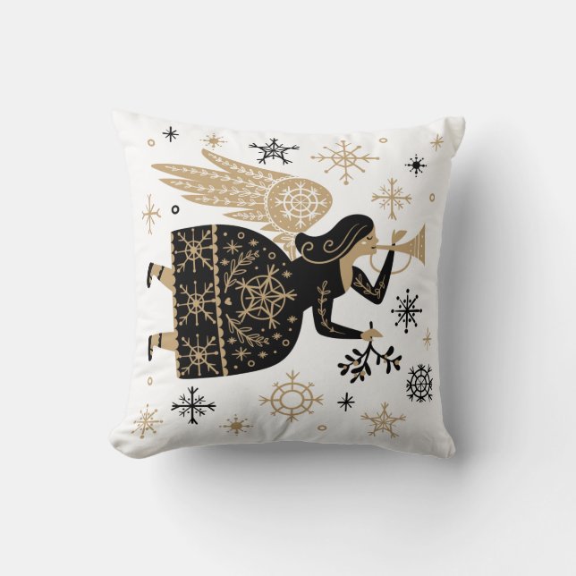 Coussin Gold Angel Stars Noël Carol Folkart (Recto)