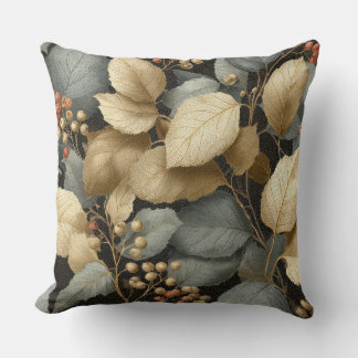 Coussin Gold Botanical Leaf Throw Pillow