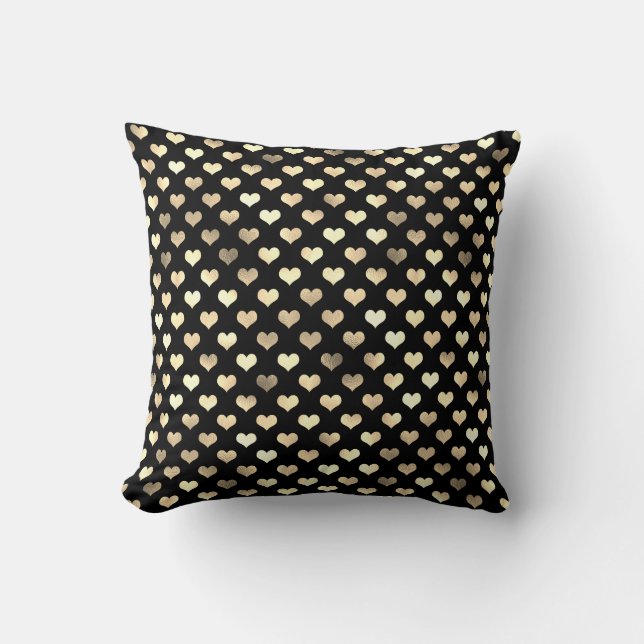 Coussin Gold Coeur Noir Métallurgique Confetti Sweet Girl (Recto)
