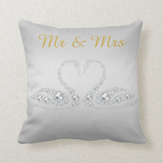 Coussin GOLD DIAMOND SWAN CUSHION MARIAGE argent