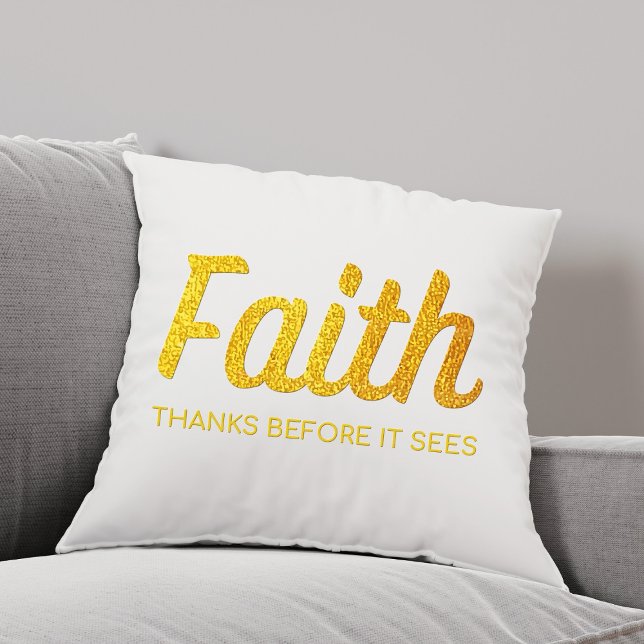 Coussin Gold Faith Tee - Gratitude Inspiration Christian (Créateur téléchargé)