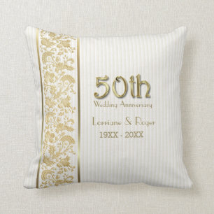 Coussin Gold Floral Elegance 50e anniversaire Mariage
