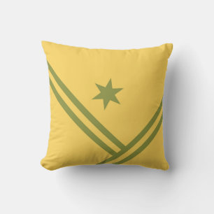 Coussin Gold Green Diagonal Stripes Star Modern Graphisme