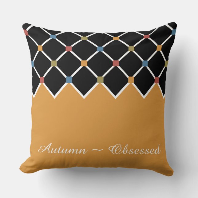 Coussin Gold Harlequin Motif Fall (Recto)