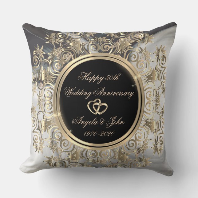 Coussin Gold Hearts lance le marbre 50e anniversaire de Ma (Recto)