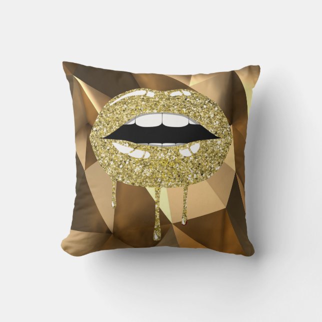 Coussin Gold Luxury Beauté Parties scintillant Lèvres à go (Recto)