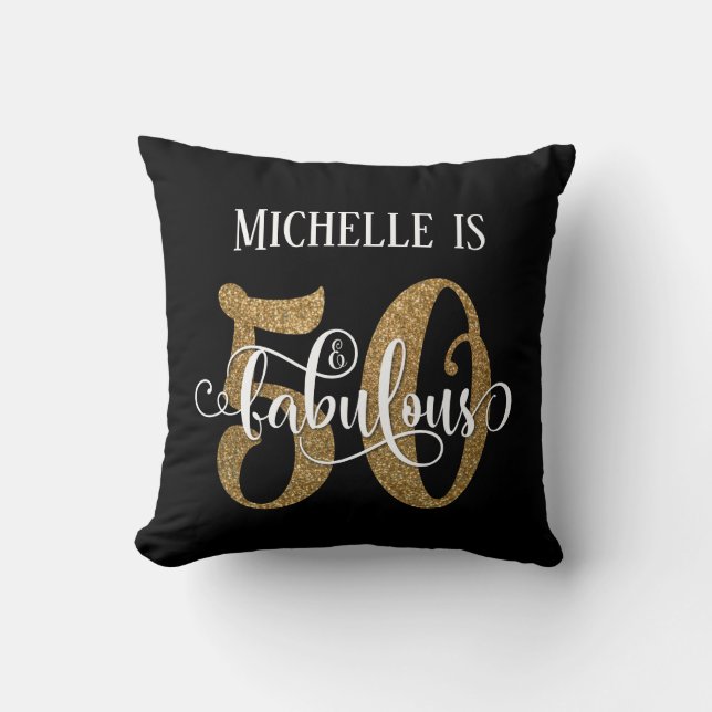 Coussin Gold Parties scintillant 50 & Fabuleux Anniversair (Recto)