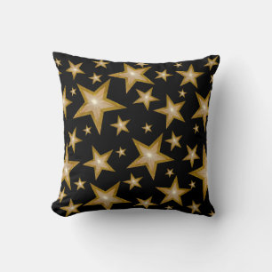 Coussin "Gold" Stars noir "Texte" carré noir dos