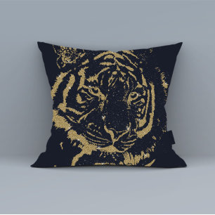 Coussin Gold Tiger noir Design