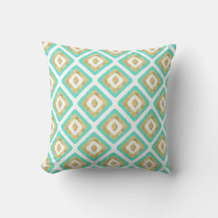 Coussin Gold & Turquoise Chic Ikat Motif