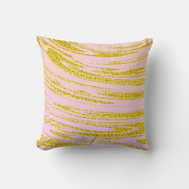 Coussin Gold Waves Abstraite Parties scintillant Motifs Ro (Recto)