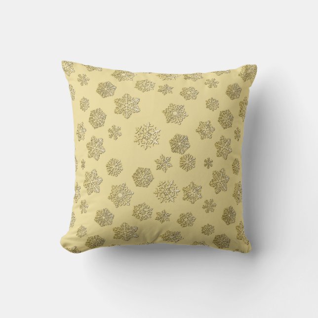 Coussin Golden 3-d snowflakes on a gold background (Recto)