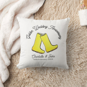 Coussin Golden 50e anniversaire Mariage jaune botte bien