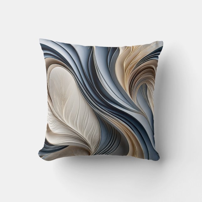 Coussin Golden Air - Soft Blue and Gold Flowing Abstract (Recto)