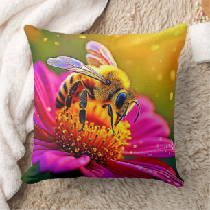 Coussin Golden Bee Flower Magic Design