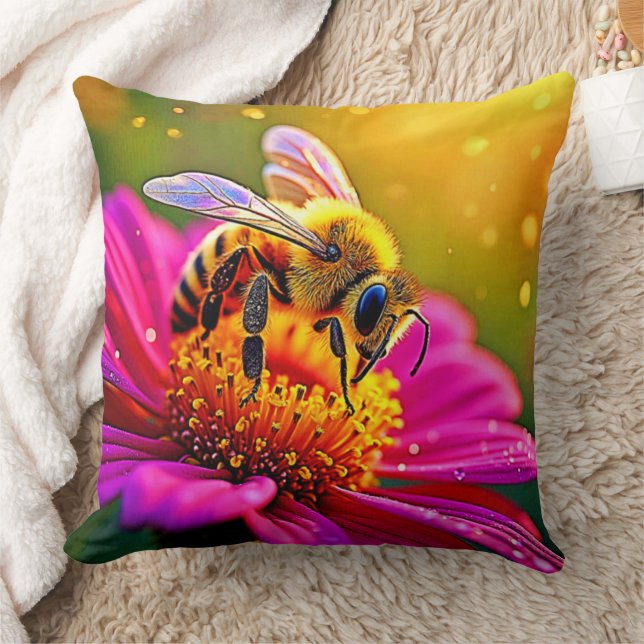 Coussin Golden Bee Flower Magic Design (Couverture)