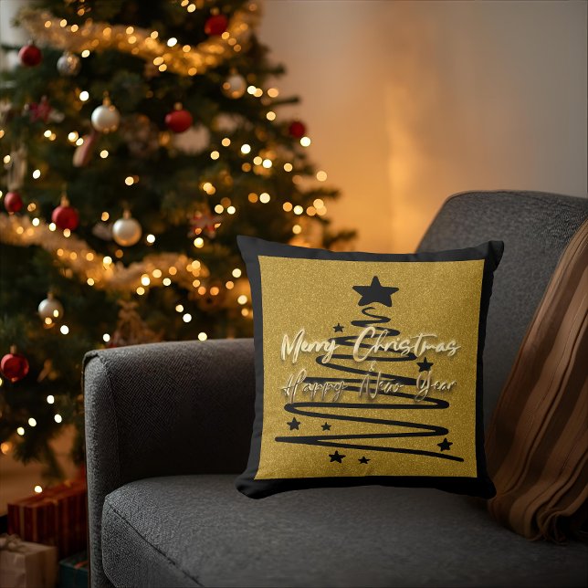 Coussin Golden Black Throw Pillow (Créateur téléchargé)