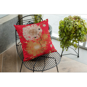 Coussin Golden Elegance Abstraite du milieu du siècle