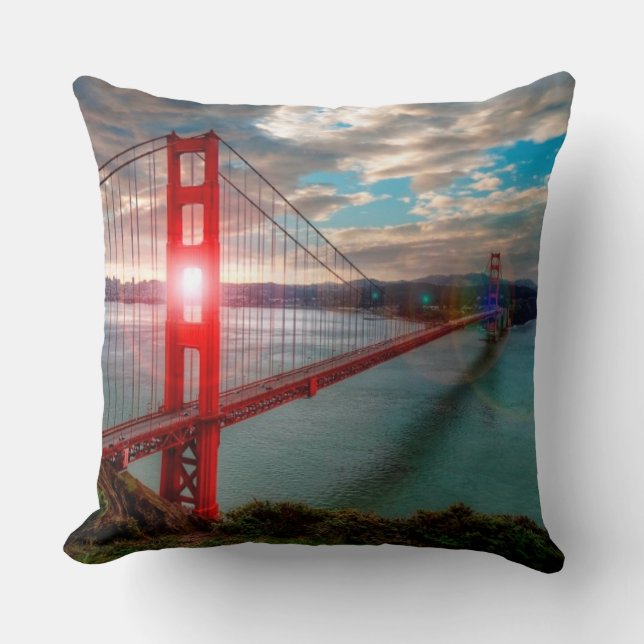 Coussin Golden gate bridge avec Sun brillant (Recto)