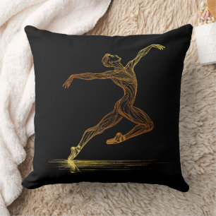 Coussin Golden Line Art Ballet Dancer Illustration élégant