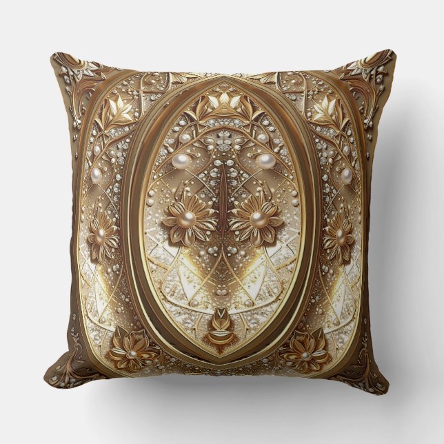 Coussin Golden Ornate Frame Throw Pillow (Recto)