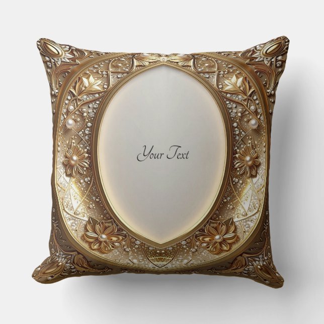 Coussin Golden Ornate Frame Throw Pillow (Recto)
