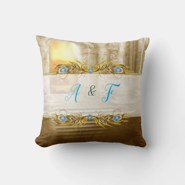 Coussin Golden Peacock Temple Dreams (Recto)