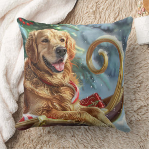 Coussin Golden Retriever Chien Festif de Noël