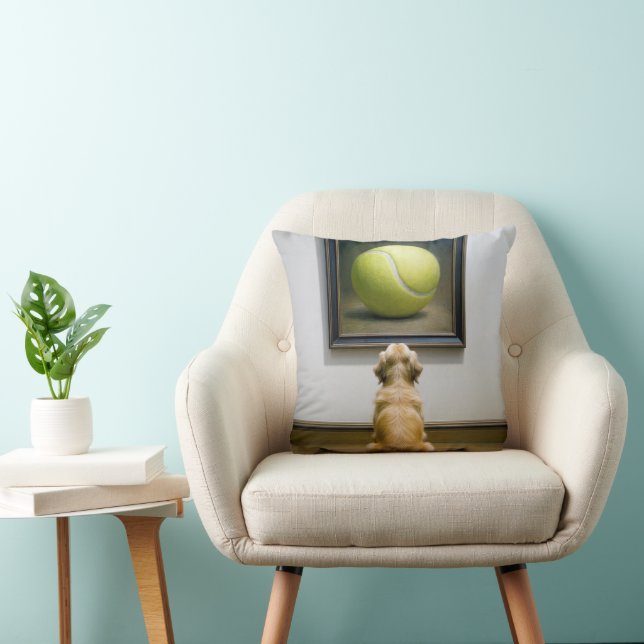 Coussin Golden Retriever dans une peinture de balle de ten (Chaise)