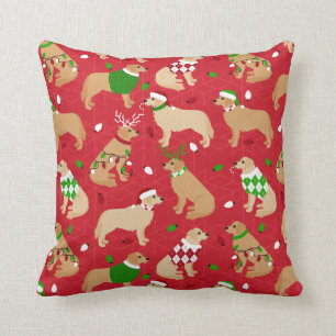 Coussin Golden Retriever de Noël